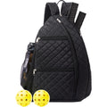LANBX Pickleball Bag Pickelball Sling Backpack Crossbody Quilted Bags for Men Women Holds Pickleball Paddle Tennis Badminton Rackets (Black)