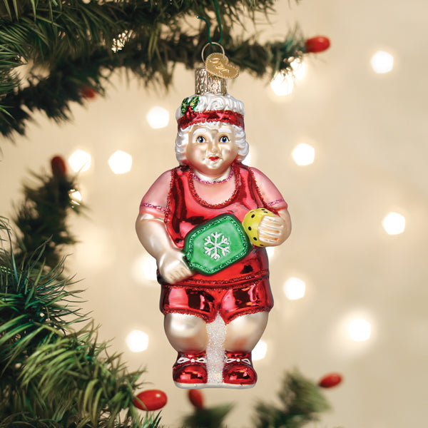 Pickleball Mrs. Claus Ornament-0