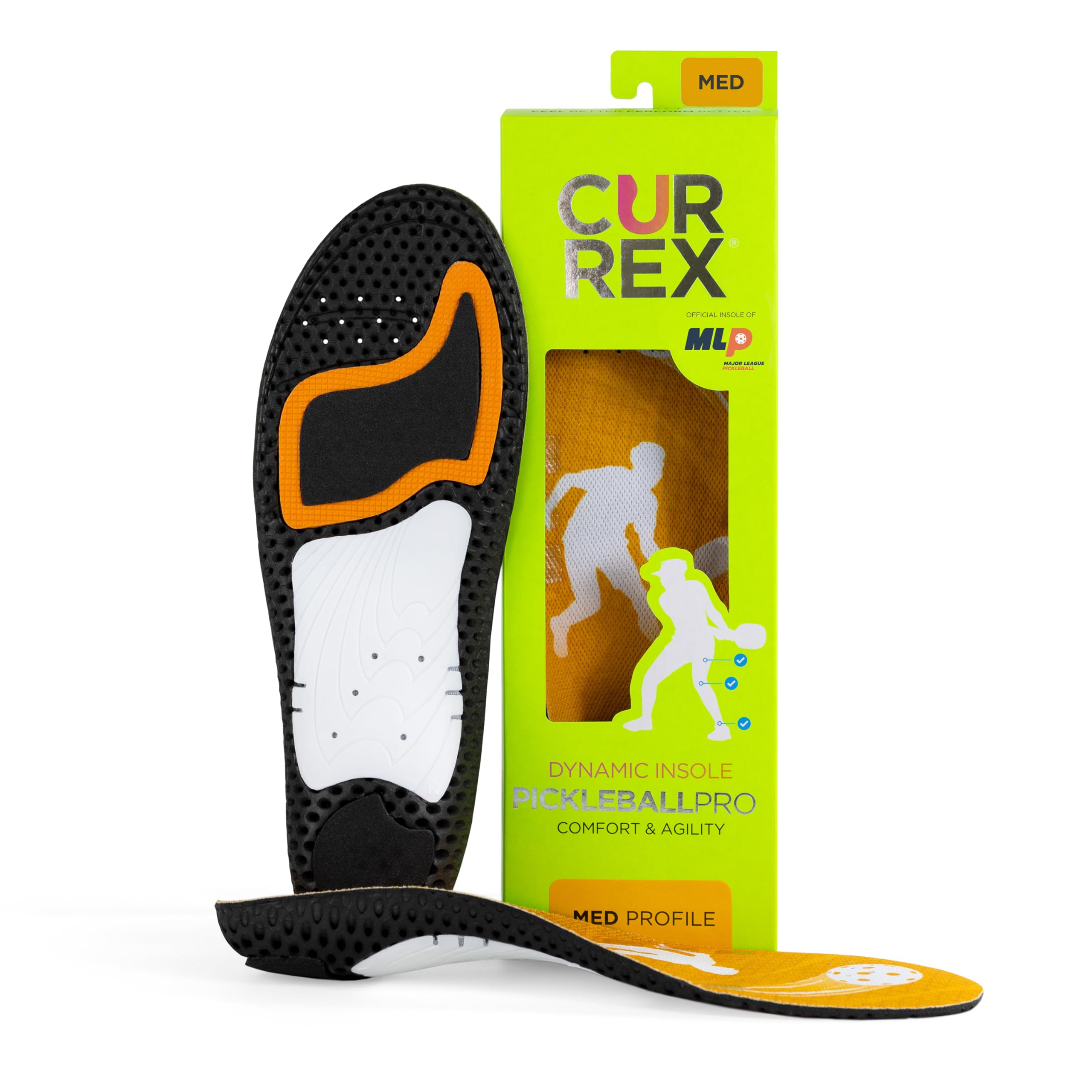 CURREX PICKLEBALLPRO Insoles for Pickleball Shoes – Arch Support Inserts w/Super Grip Surface & Premium Heel Cushioning Helps Improve Foot Stability – for Men & Women– High Arch Small