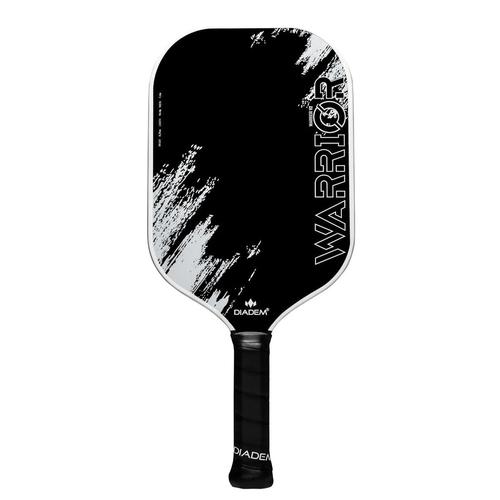 Diadem Warrior V2 Pickleball Paddle – Liquid Carbon Fiber Edgeless Design Etched Face for Lasting Spin 19MM Thick 3 Layer Construction (White)