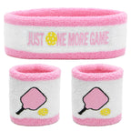 3 Pcs Pickleball Sweatband Set Men Women Moisture Wicking Sweat Absorbent 2 Wristbands and 1 Headband for Basketball Tennis Great Gift for Sports