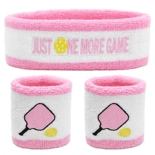 3 Pcs Pickleball Sweatband Set Men Women Moisture Wicking Sweat Absorbent 2 Wristbands and 1 Headband for Basketball Tennis Great Gift for Sports