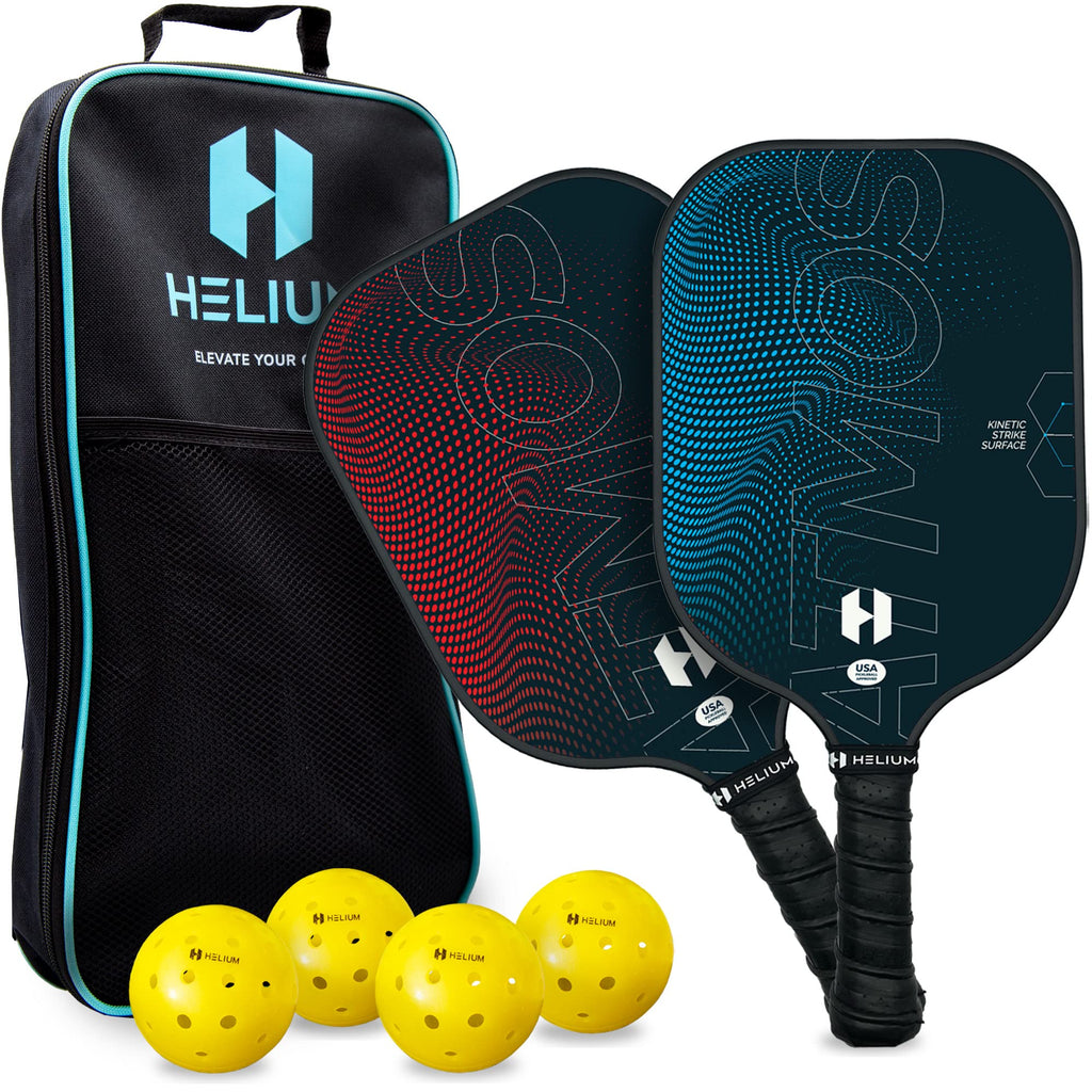 Helium Pro Carbon Fiber Pickleball Paddles - USAPA Certified Pickleball Paddles High-Spin Texture Lightweight Honeycomb Core (2 Paddles 4 Balls 1 Sports Bag)