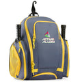 ACTIVE ALLON Pickleball Backpack - Durable Sling Bag for Men & Women Holds 2-4 Paddles with Fence Hook Shoe Compartment & Water Bottle Holder (Gray & Yellow)