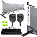 KANGWSP Automatic Foldable Pickleball Net Portable Free Assembly Regulation Size 22FT with Wheels with Pickle Balls and Paddles for Backyards DrivewaysGarages