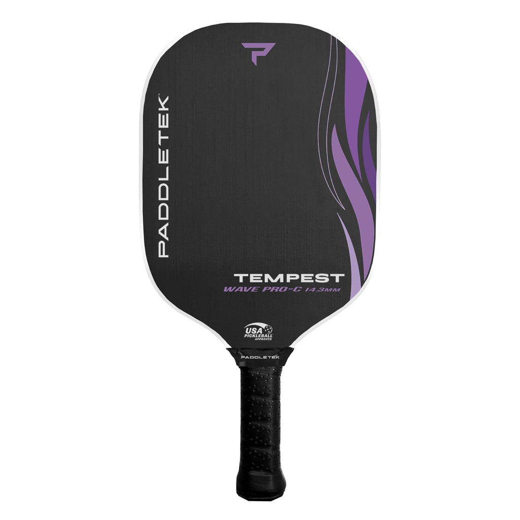 Paddletek Tempest Wave PRO-C 14.3mm - USAPA Approved Pickleball Paddles with Polymer Honeycomb Core - PT-700 Unidirectional Carbon Fiber – Torsional Weighting & High Tack Performance Grip