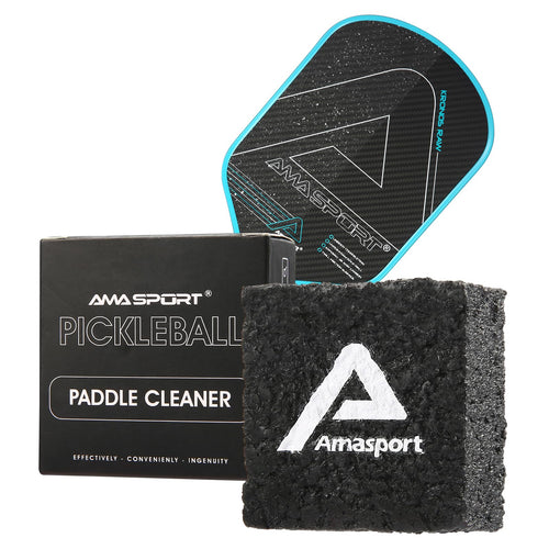 AMA SPORT Pickleball Paddle Eraser Carbon Fiber Pickle Ball Racket Cleaner Pickleball Accessories for Removing Ball Residue & Dirt Restores Grip & Spin (Black)