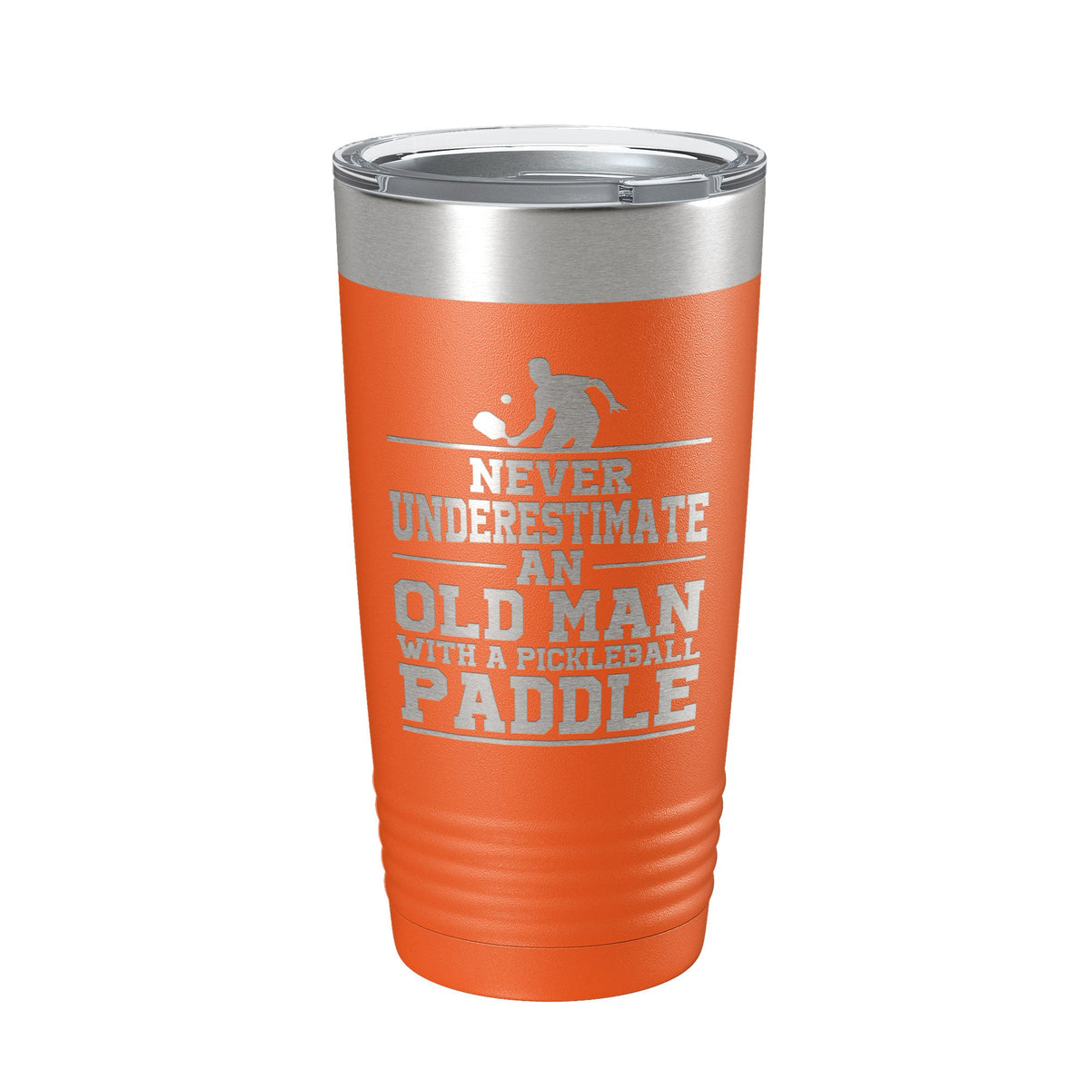 Funny Pickleball Tumbler Never Underestimate An Old Man With A Pickle Ball Paddle Travel Mug Insulated Laser Engraved Coffee Cup Gift 20 oz-4