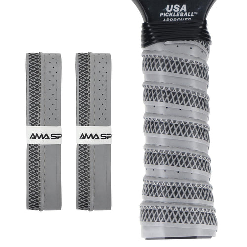 AMA SPORT Pickleball Paddle Grip Tape 2 Pack Pickleball Overgrip Replacement Grip Wrap for Pickleball Rackets Anti-Slip Grip Ridge Easy Installation and Long-Lasting Performance (Gray)