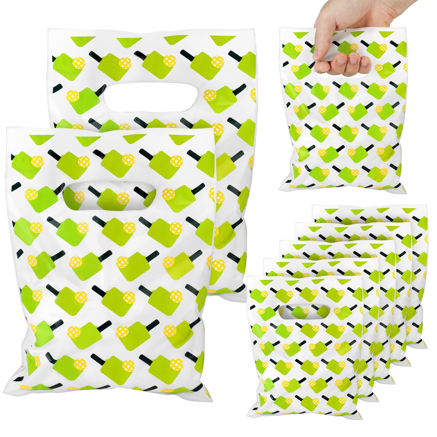 50pcs Pickleball Gift Bags Plastic Pickleball Party Bags Pickleball Snack Bags Pickleball Candy Bags Pickleball Party Favor Bags for PickleBall Theme Party Sports Events Supplies (Light Green)