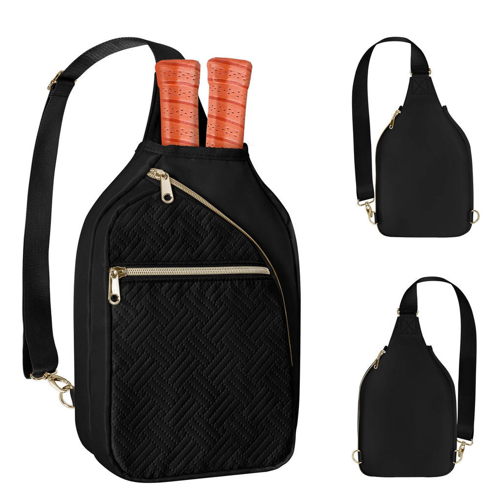 Prokva Pickleball Bag for Women Pickleball Paddle Sling Bag Pickle Ball Bag for Pickleball Accessories and Sport Gear Black (Patent Design)