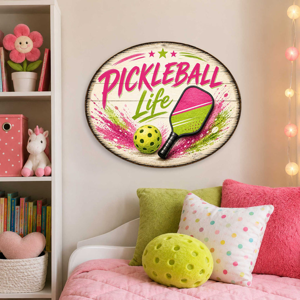Pickleball Life Wall Decor – Rustic Pickleball Sports Sign – 22x18 Wall Art by G. Debrekht - 8652880H-0