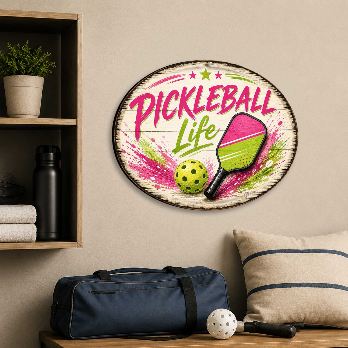 Pickleball Life Wall Decor – Rustic Pickleball Sports Sign – 22x18 Wall Art by G. Debrekht - 8652880H-1