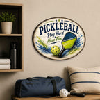 Pickleball Play Hard Have Fun Wall Decor – Rustic Pickleball Sports Sign – 22x18 Wall Art by G. Debrekht - 8652881H-2