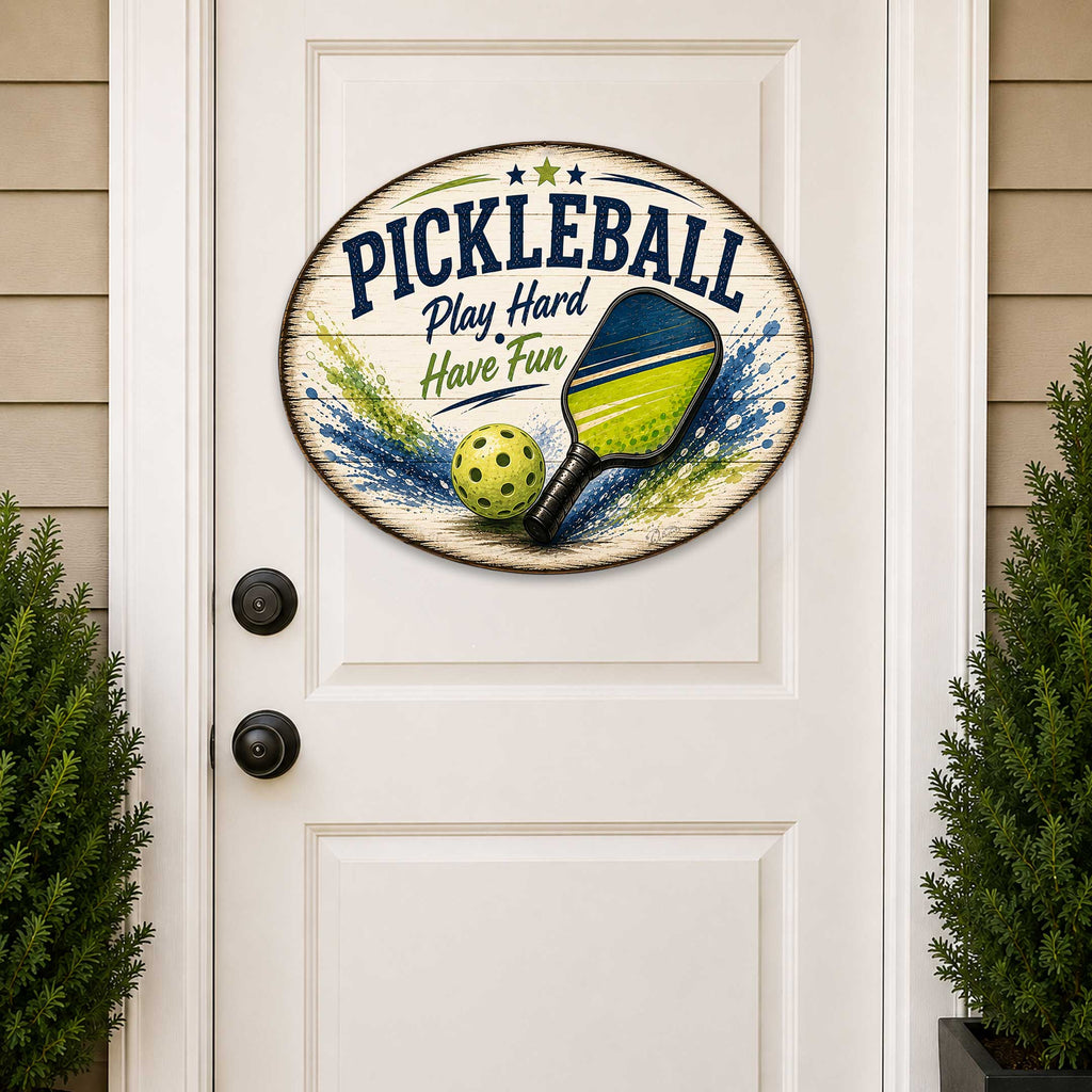 Pickleball Play Hard Have Fun Wall Decor – Rustic Pickleball Sports Sign – 22x18 Wall Art by G. Debrekht - 8652881H-4