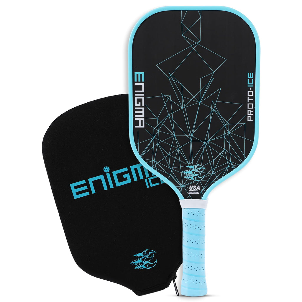 Enigma Pickleball Proto-Ice Pickleball Paddle Thermoformed Raw Carbon Fiber Pickleball Paddle with 16mm Honeycomb Polymer Core Enhanced Power Control and Maximum Spin USA Pickleball Approved