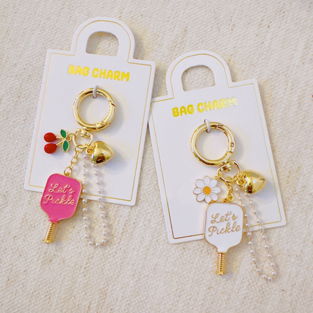 Pickleball Cherry Bag Charm – Sweet Sporty Accessory with Paddle and Cherry Charms-1
