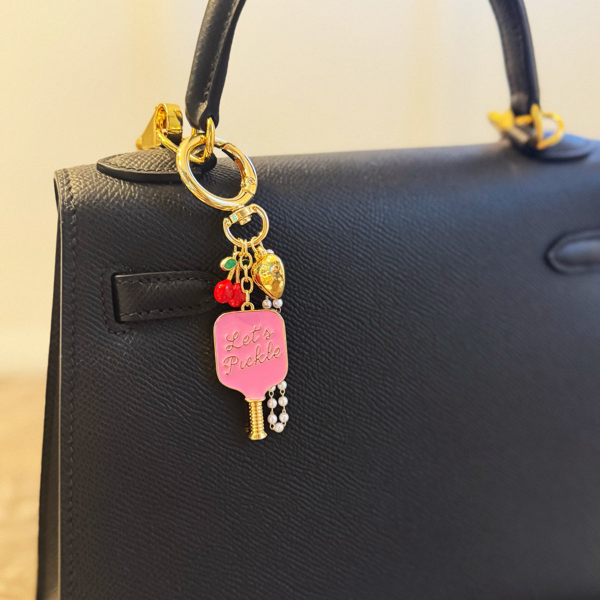 Pickleball Cherry Bag Charm – Sweet Sporty Accessory with Paddle and Cherry Charms-2