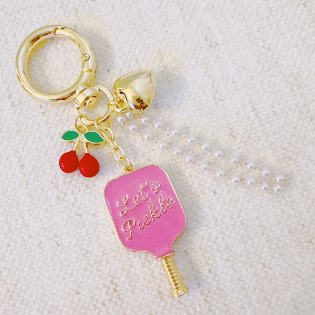 Pickleball Cherry Bag Charm – Sweet Sporty Accessory with Paddle and Cherry Charms-0