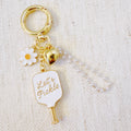 Pickleball Daisy Bag Charm – Sporty Floral Accessory with Paddle and Daisy Charms-0