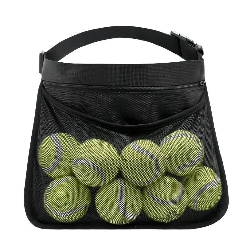 Adjustable Tennis Ball Band Holder Pickleball Golf Waist Pouch, Multifunctional Mesh Waist Hip Bag Carrier for Sports