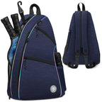 GIGAPOWER Pickleball Bag | Mens and Womens Pickleball Backpack | Adjustable Sling Bag | Reversible Crossbody Sports Backpack with Colorful Light Reflective Navy