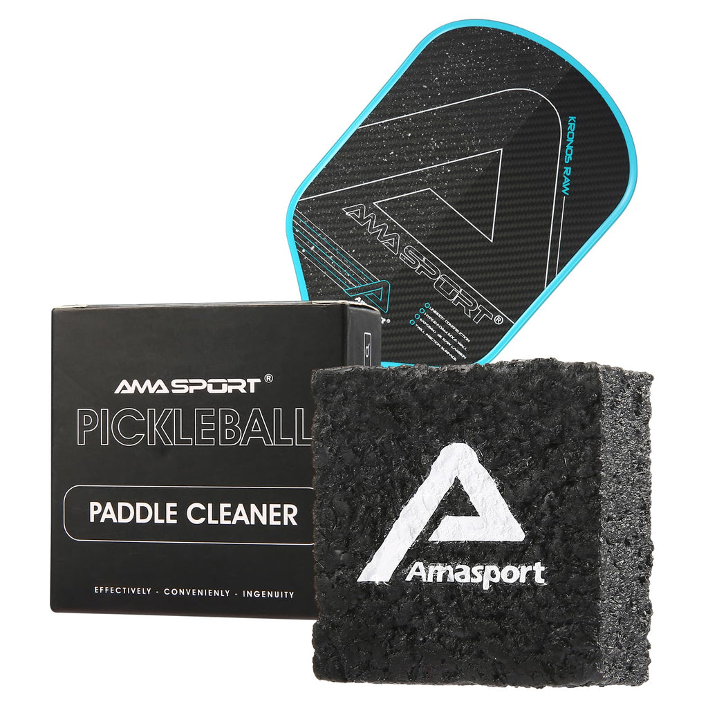 AMA SPORT Pickleball Paddle Eraser Carbon Fiber Pickle Ball Racket Cleaner Pickleball Accessories for Removing Ball Residue & Dirt Restores Grip & Spin (Black)