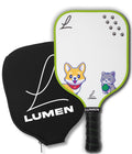 Lumen Paddles Youth Pickleball Paddle with Cover. Kids Paddle for Beginner and Intermediate Ages 12 and Under Lightweight Honeycomb Core Fiberglass Surface Paddle with Fun Cat and Dog Design.