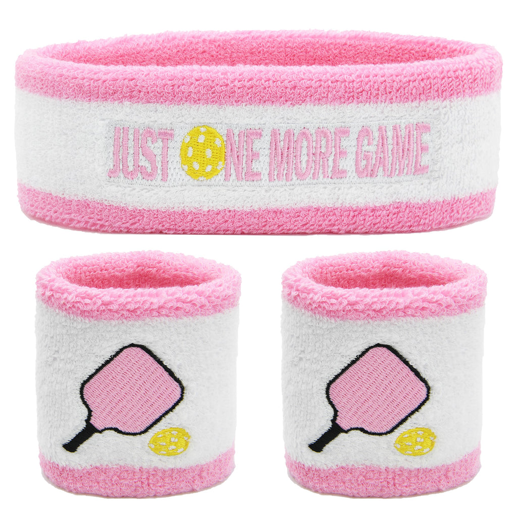 3 Pcs Pickleball Sweatband Set Men Women Moisture Wicking Sweat Absorbent 2 Wristbands and 1 Headband for Basketball Tennis Great Gift for Sports