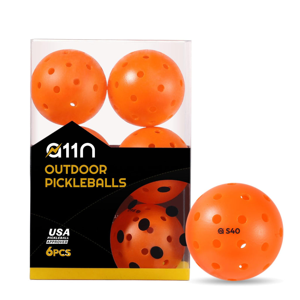 A11N S40 Outdoor Pickleball Balls- USA Pickleball Approved for Tournament Play 3/6/12/50-Pack Neon Green/Fuchsia/Tangerine