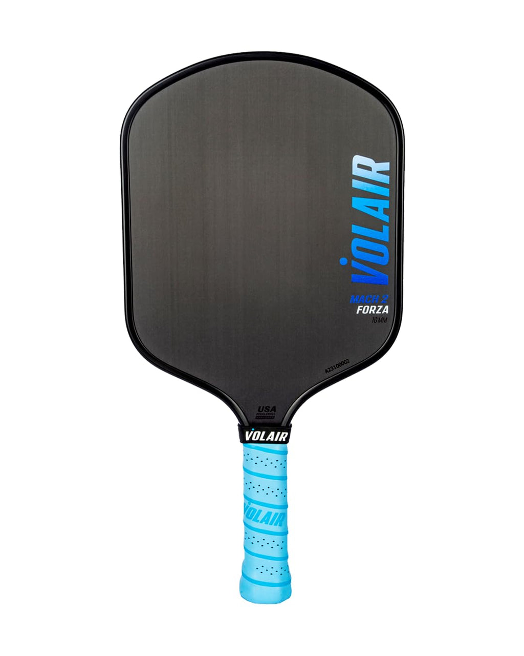 Volair Pickleball - Mach 2 Forza Paddle - Carbon Fiber Surface - Thermoformed - Foam Injected - Spin Power & Control - w/Headcover + More (16 mm)