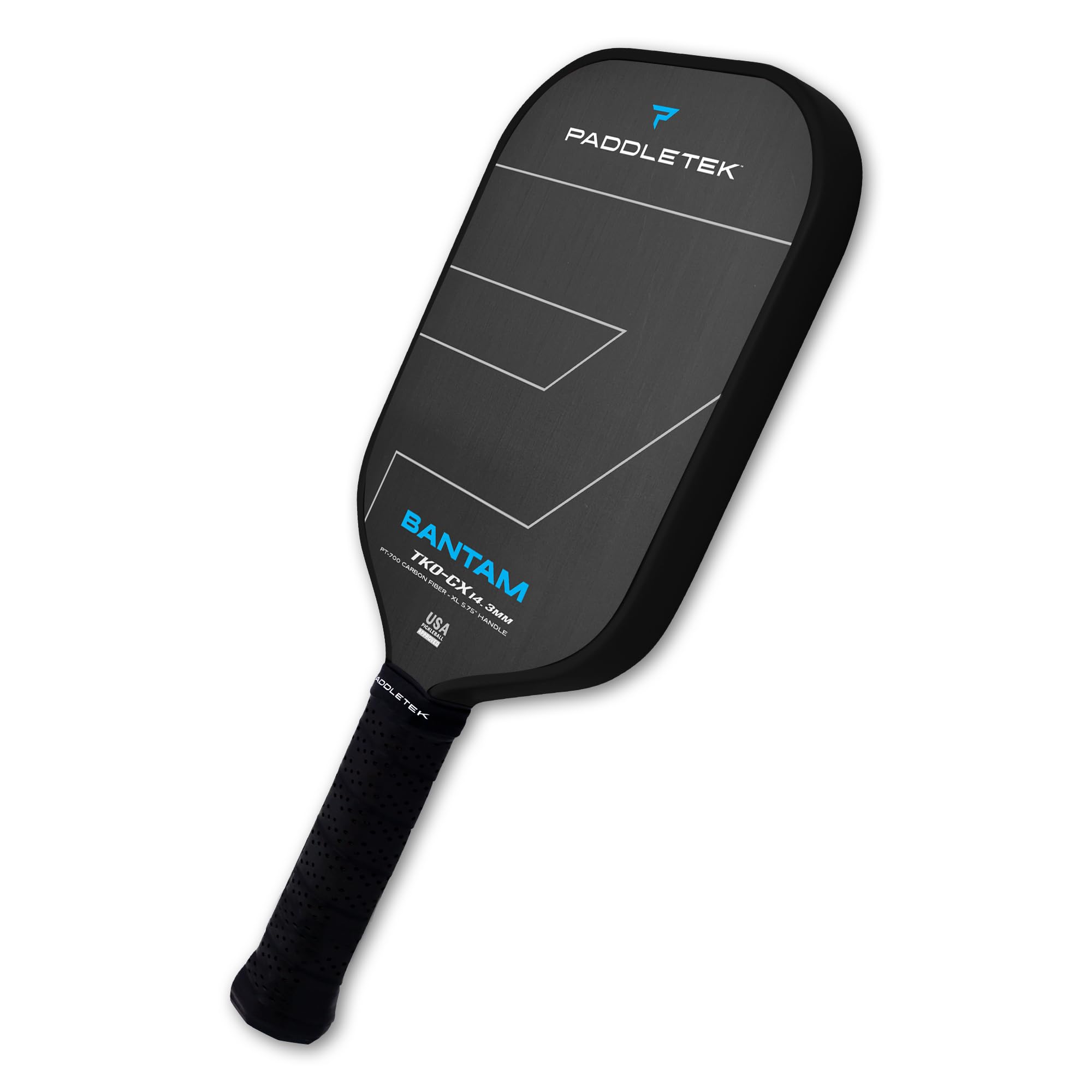 Paddletek Bantam TKO-CX 14.3mm - Professional Pickleball Paddles with Polymer Honeycomb Core - Unidirectional Carbon Fiber – Torsional Weighting & High Tack Performance Grip - USAPA Approved
