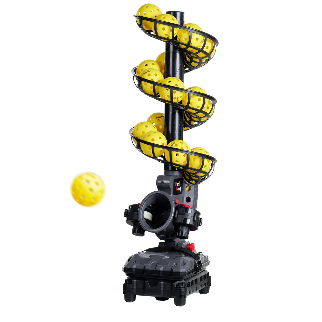 Furlihong 3802PBH Pickleball Machine Adjustable Speed & Angles Pickleball Launcher with Auto Swing Base Powered by Power Bank/Batteries/AC Power for All-Level Training